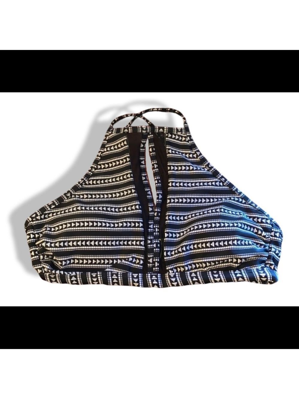 Black/White Time & Tru Halter Bikini Top